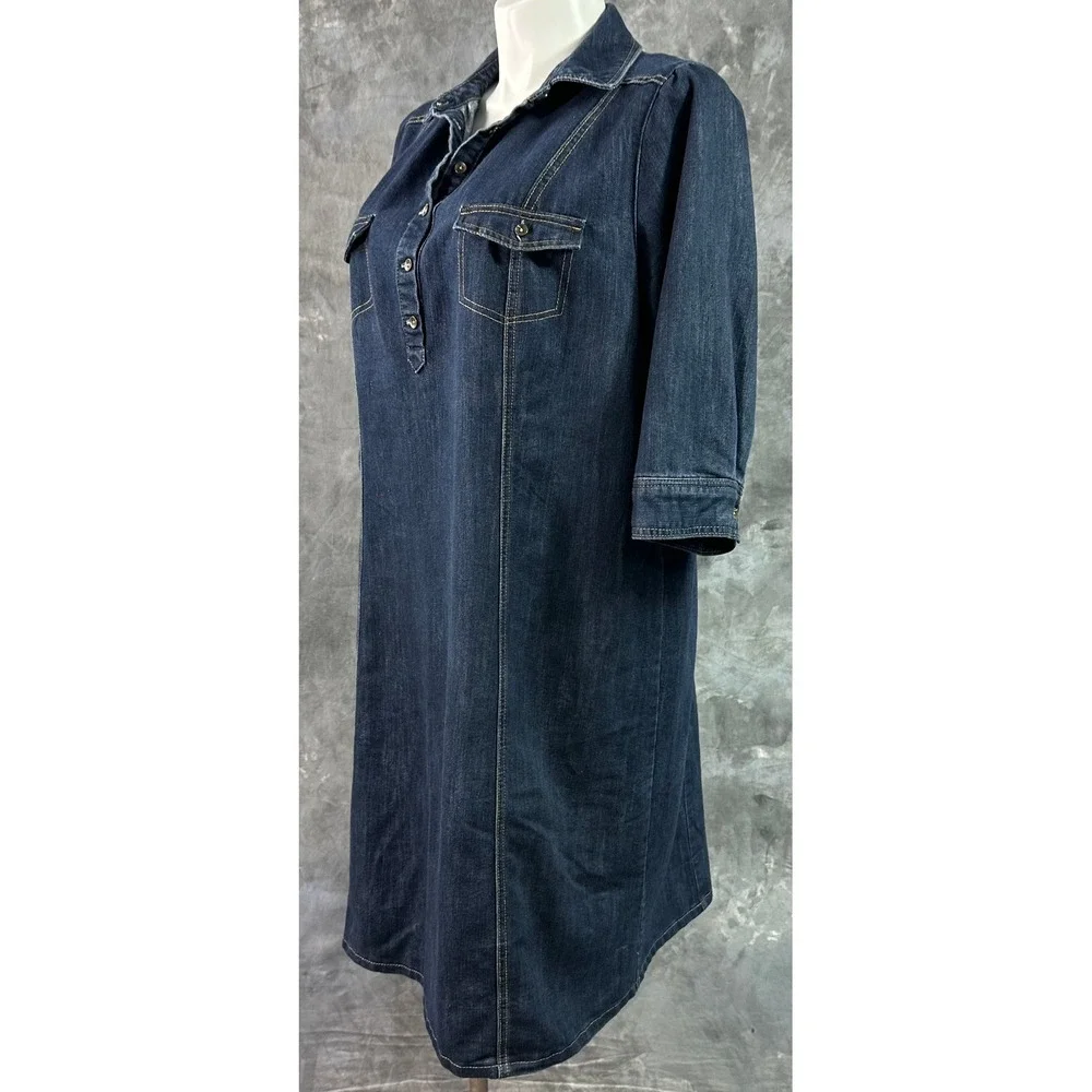 Tallissime Women's 1/2 Slv Blue Denim Midi Dress sz 18W (15653) - Picture 3 of 10